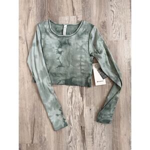 Lululemon Ebb To Street Long Sleeve Shirt Marble Dye Teal Size 8 NWT